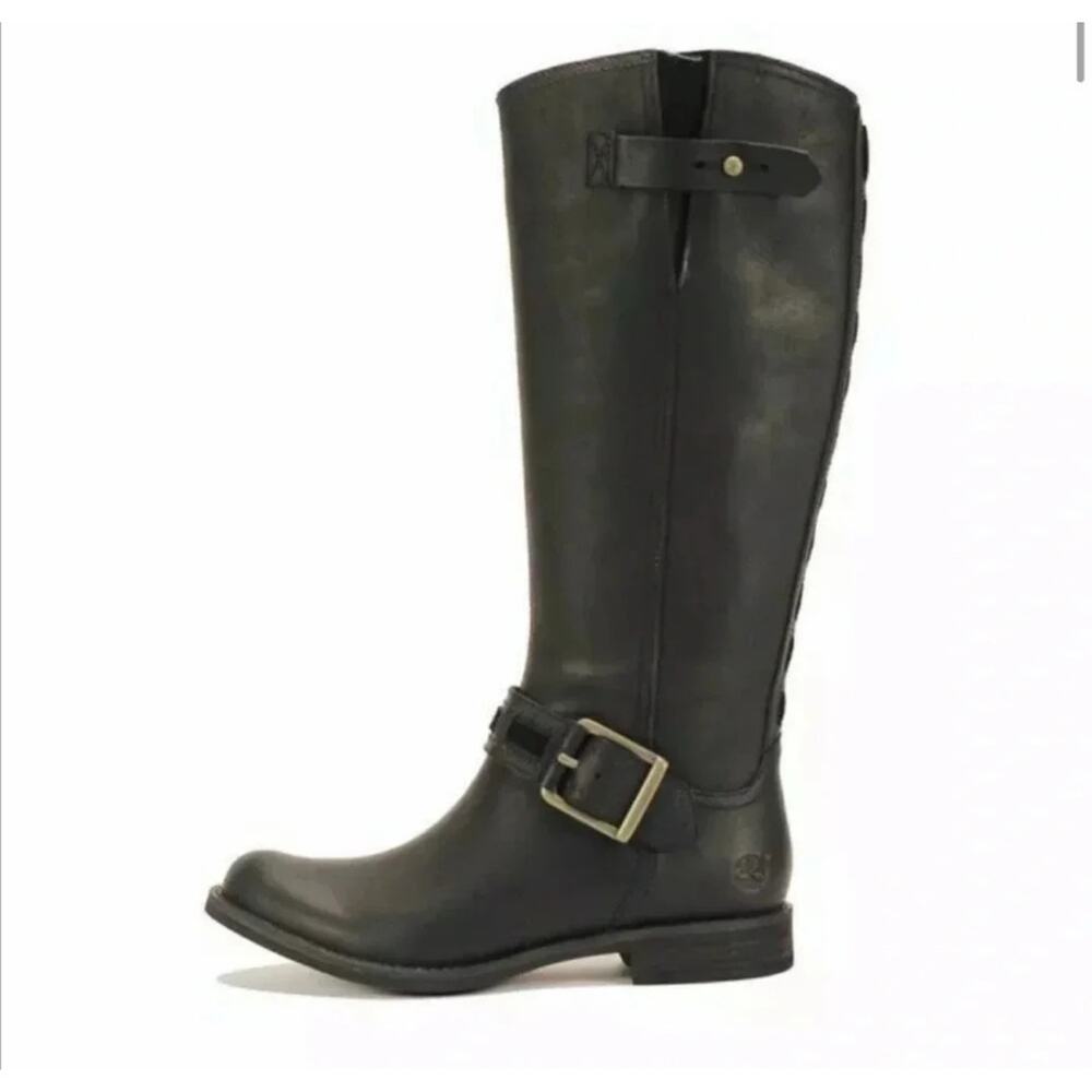 Timberland Womens Savin Hill Tall Leather Moto Boots Buckle Anti Fatigue Size 7